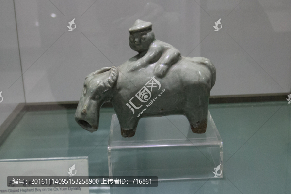 元代青釉,牧童騎牛