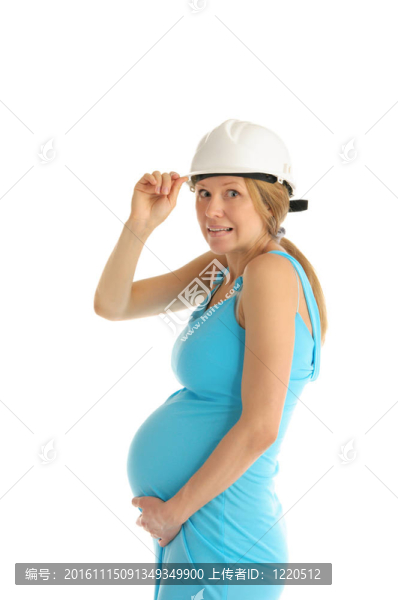 頭盔上驚訝的孕婦