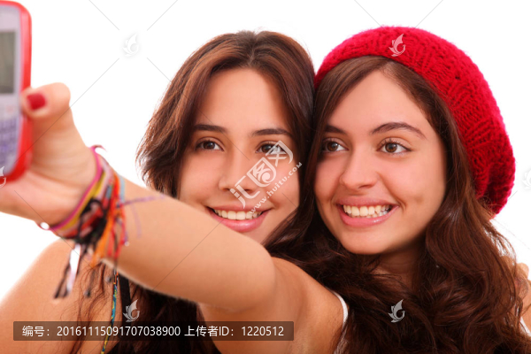 年輕的女人拍照片
