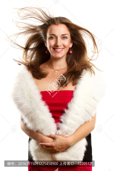 皮草穿紅衣服的女人