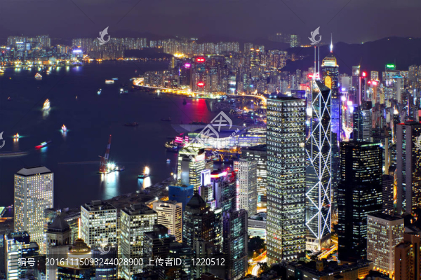 香港的天際線(xiàn)在夜間