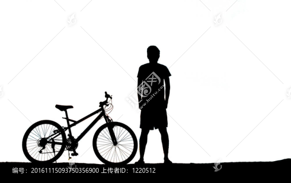 山地自行車的人的剪影