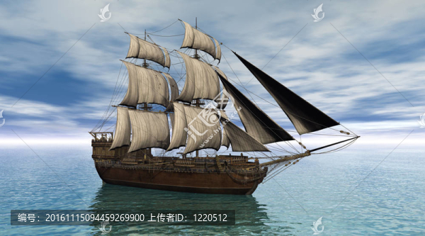 在平靜的海洋上航行的船
