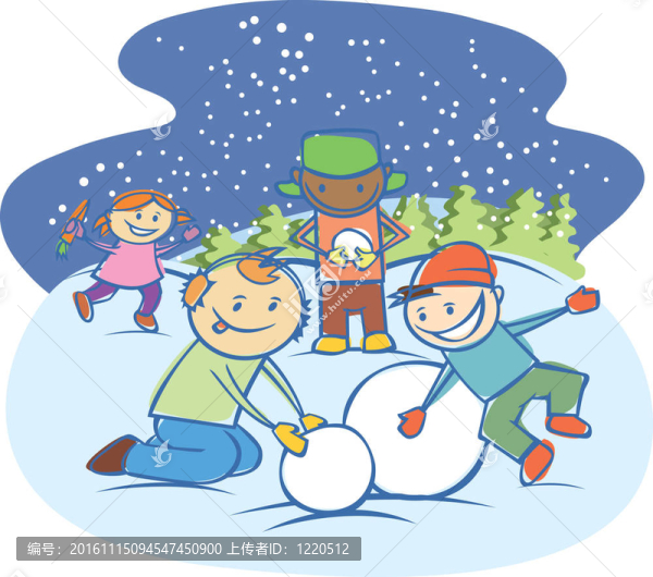 孩子們讓一個雪人孤立