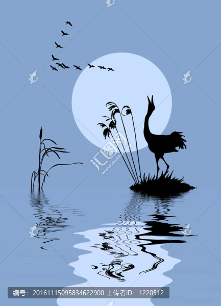 湖上鳥的剪影