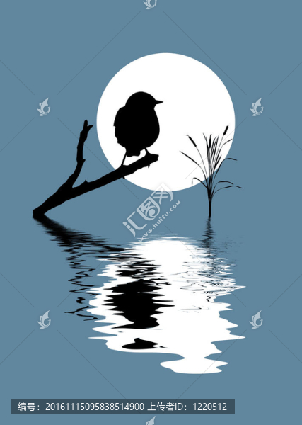 輪廓鳥在樹枝上