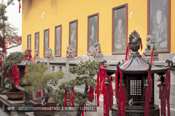 佛教版畫紅絲帶新年sayingts中國新裝飾燈籠玉佛寺該寺上海中國最著名的佛教寺廟在上海