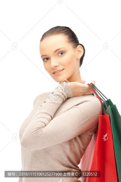 可愛的女人購物袋圖片
