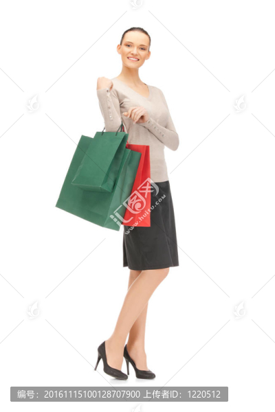 可愛的女人購物袋圖片