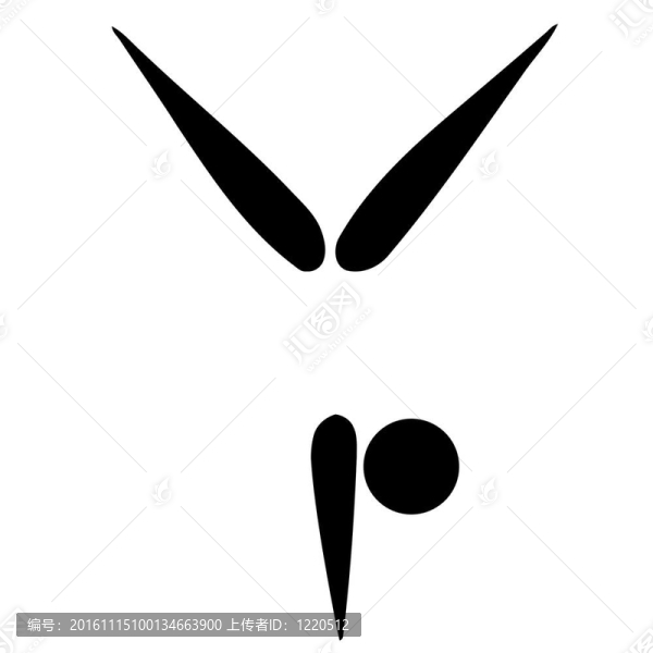 黑色剪影的體操標(biāo)志或符號(hào)；孤立在白色背景。