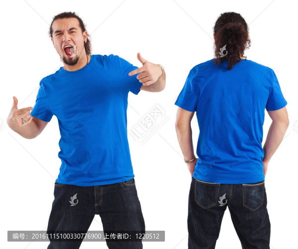 男子指著他那件藍(lán)色的襯衫