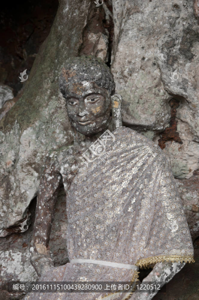 在雅拉寺石窟古代佛像；泰國(guó)