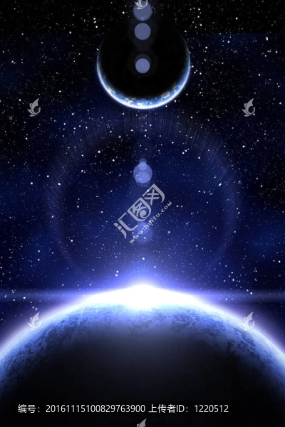 藍(lán)色星云和兩顆行星