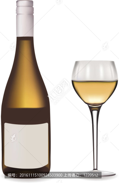 一瓶白葡萄酒和玻璃