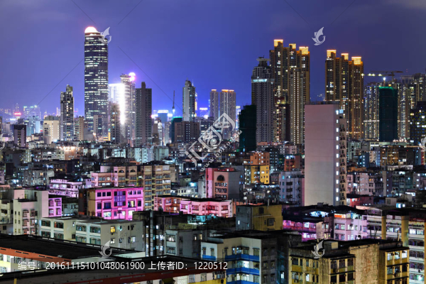 香港市中心城區(qū)的夜晚
