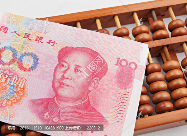 算盤和中國美元鈔票