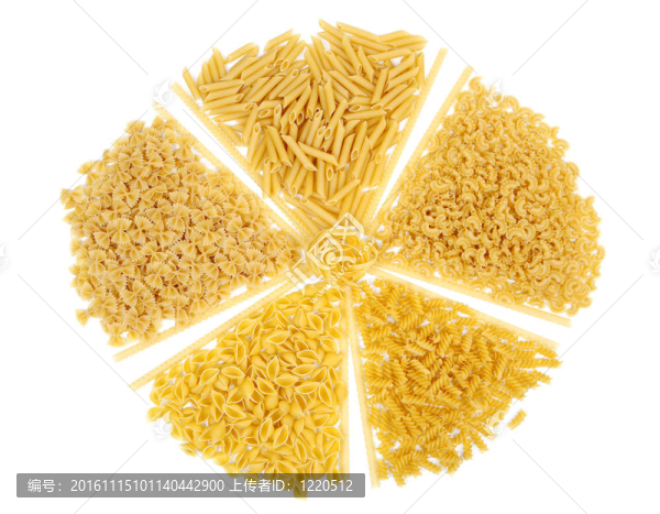 不同種類的通心粉