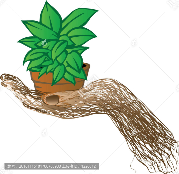 插畫(huà)綠花盆