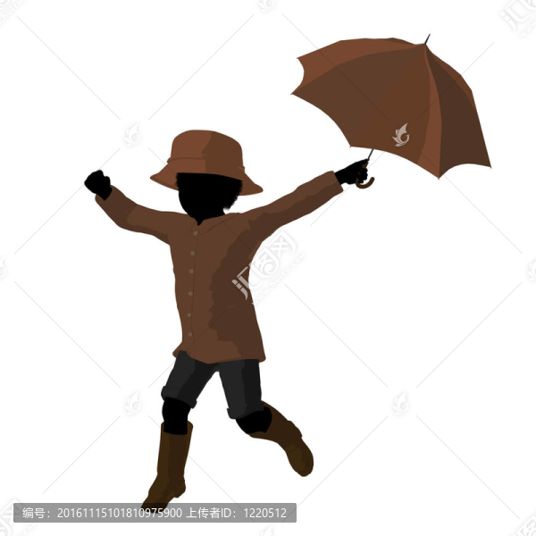 非洲裔美國人的雨小子剪影插圖