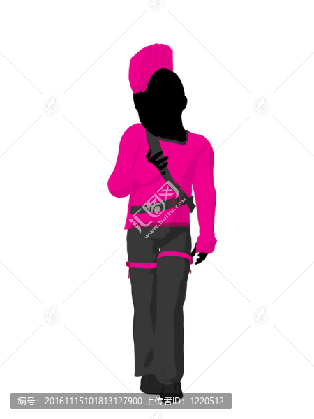 叛逆的女孩剪影插圖