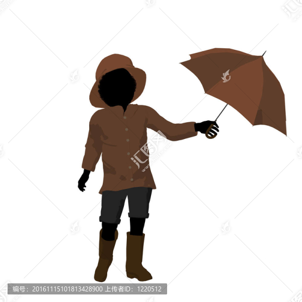 非洲裔美國(guó)人的雨小子剪影插圖