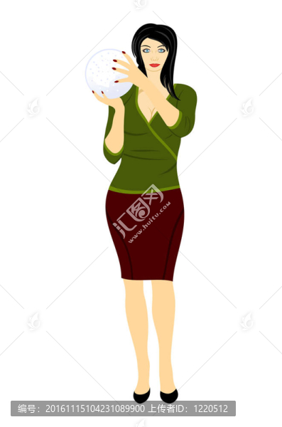 漂亮的女人手里拿著水晶球