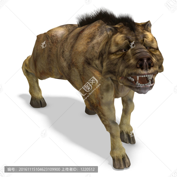 Dinosaur,Daeodon,Dinohyus。3D渲染與剪輯路徑和陰影超過白色