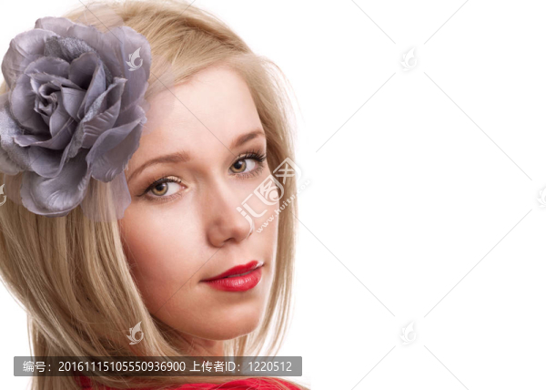 美麗的金發(fā)女子與老式花白色背景
