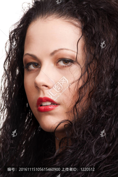 特寫照片一個美麗的女人卷發(fā)