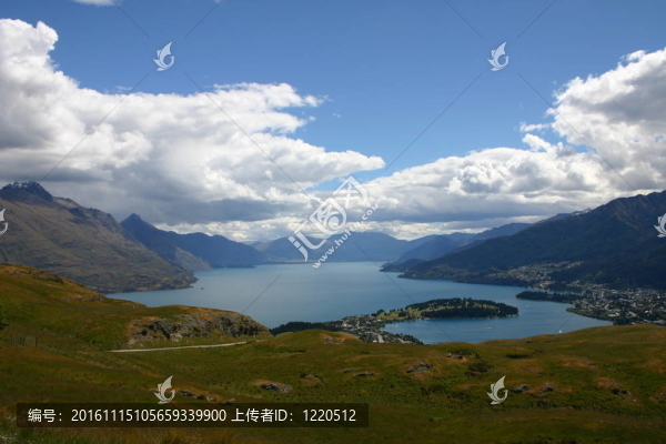 皇后鎮(zhèn)和瓦卡蒂普湖的全景；新西蘭