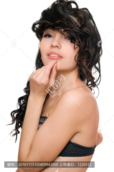 微笑的年輕漂亮的女人的畫像。分離