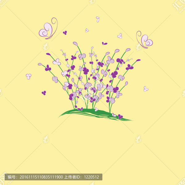夏季的紫色花碟形賀卡