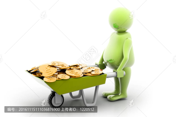在手推車的金幣