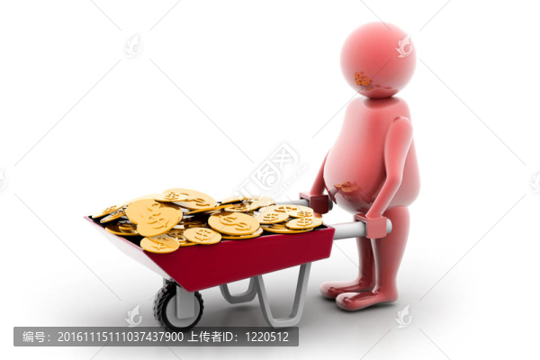 在手推車的金幣