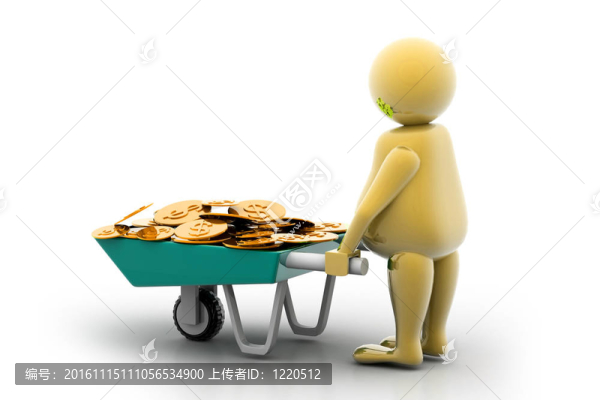 在手推車的金幣