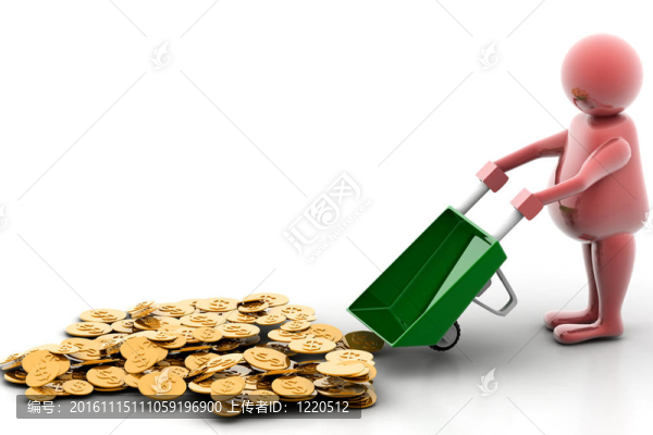 在手推車的金幣