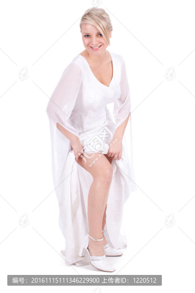 年輕美麗的新娘禮服whitte高加索