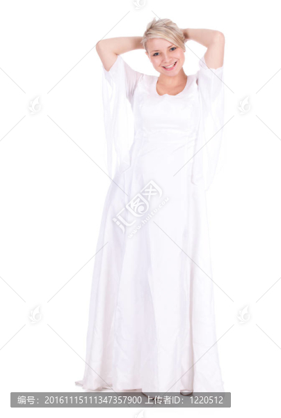 年輕美麗的新娘禮服whitte高加索