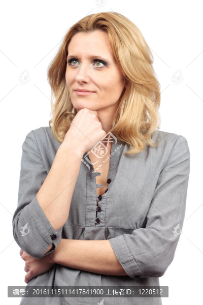 沉思的女商人白