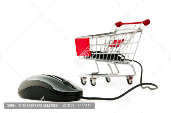 網(wǎng)絡(luò)購(gòu)物概念與電腦和購(gòu)物車(chē)