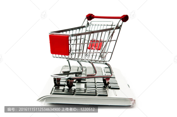 網(wǎng)絡(luò)購(gòu)物概念與電腦和購(gòu)物車