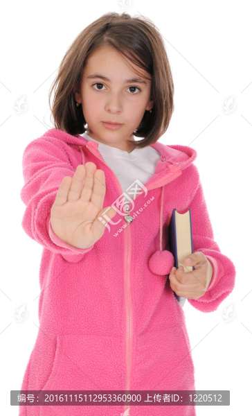 停止手勢嚴(yán)重的女生。