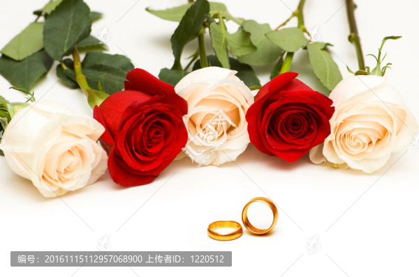 婚禮的概念與玫瑰和戒指