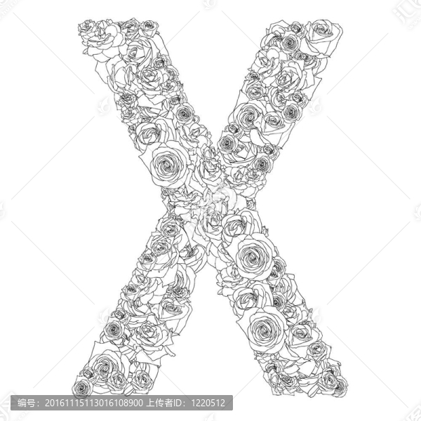 紅玫瑰的花字母；字符