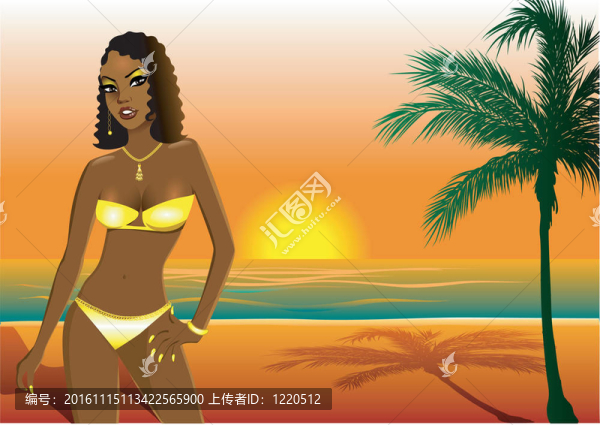 黃色的海灘女孩