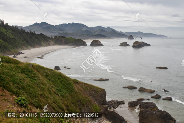 俄勒岡海灘的新月灣