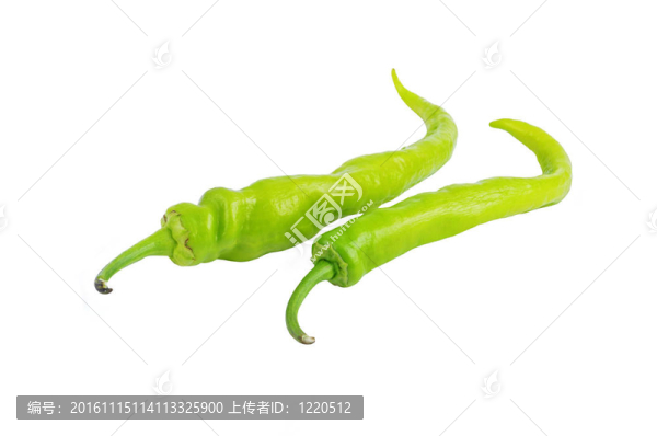 綠色的辣椒，辣椒；孤立在白色背景