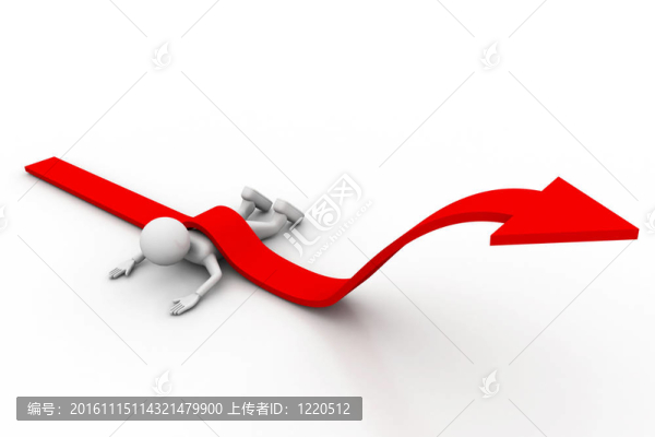 人爬上紅色生長箭