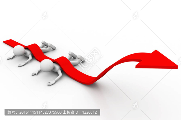 人爬上紅色生長(zhǎng)箭