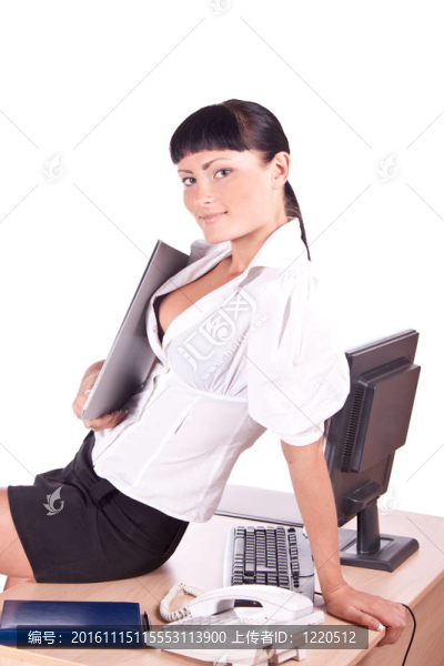 漂亮的白人商務(wù)女性辦公桌